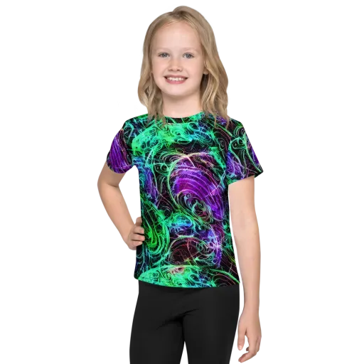 Midnight Bioflux on a Kids Crew Neck T-Shirt