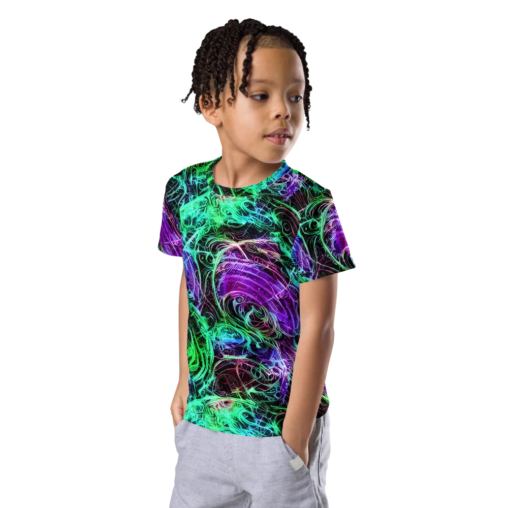 Midnight Bioflux on Kids Crew Neck T-Shirt — Left Front