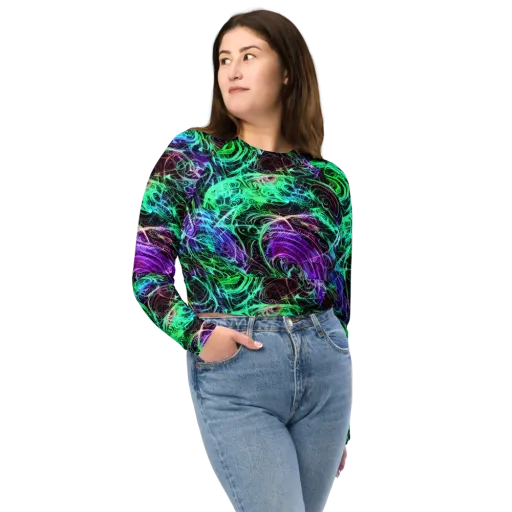 Midnight Bioflux on a Long Sleeve Crop Top
