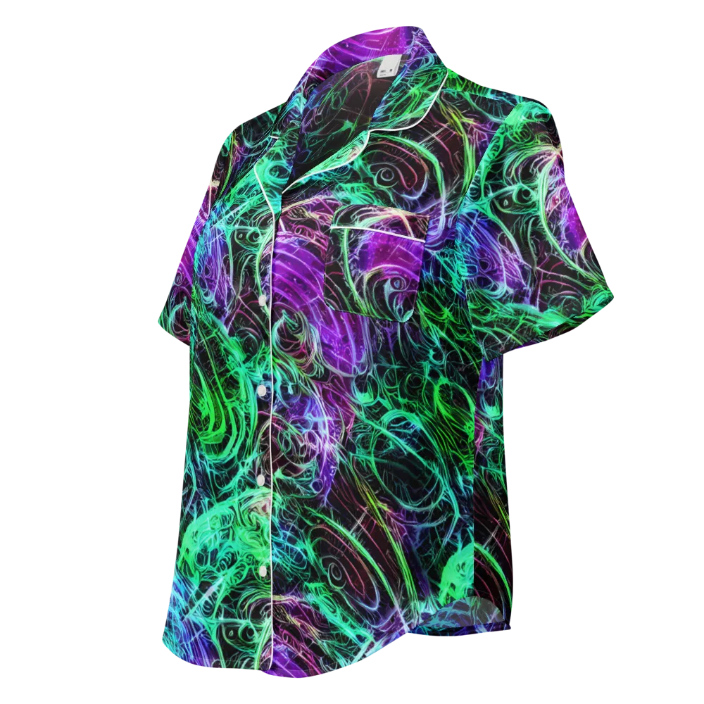 Midnight Bioflux on Women's Short Sleeve Pajama Top — Left Front