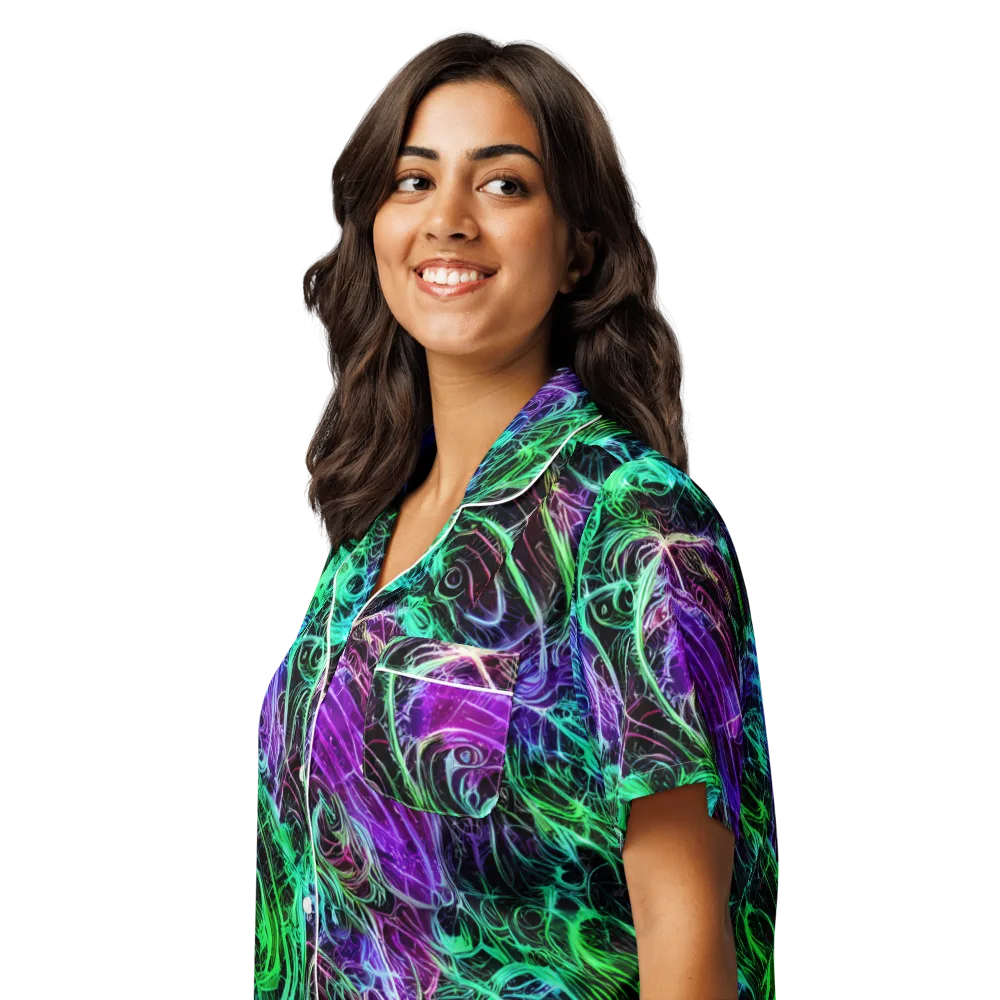 Midnight Bioflux on Women's Short Sleeve Pajama Top — Left Front