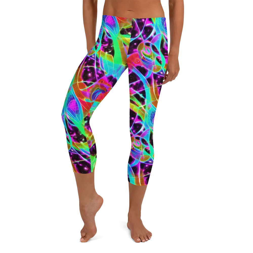 Stellar Jungle on Capri Leggings — Front