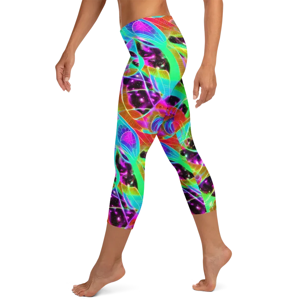Stellar Jungle on Capri Leggings — Left