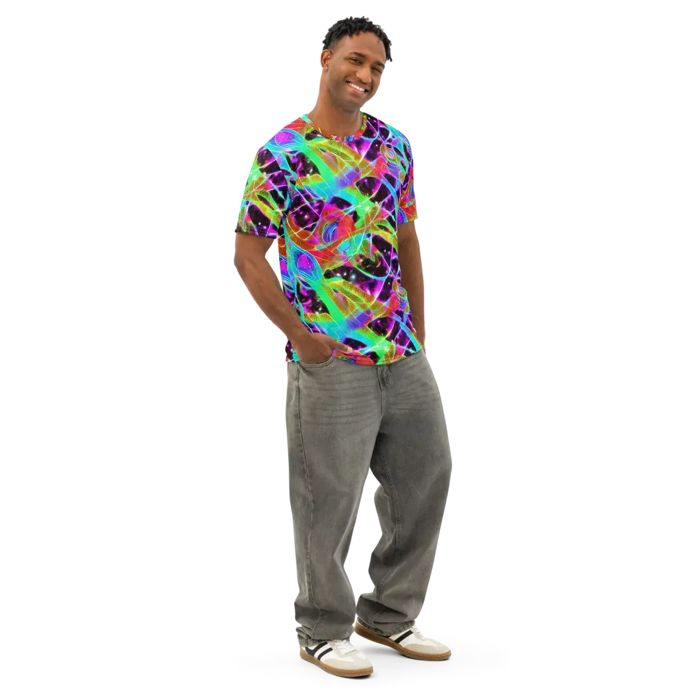 Stellar Jungle on Men's Cotton Crew Neck T-Shirt — Right Front