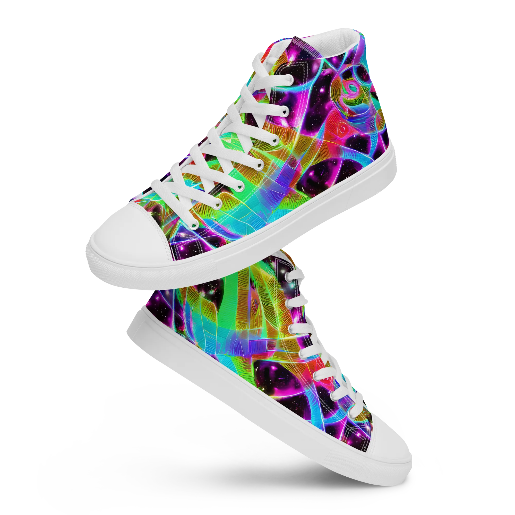 Stellar Jungle on Men's High Top Canvas Shoes — Front