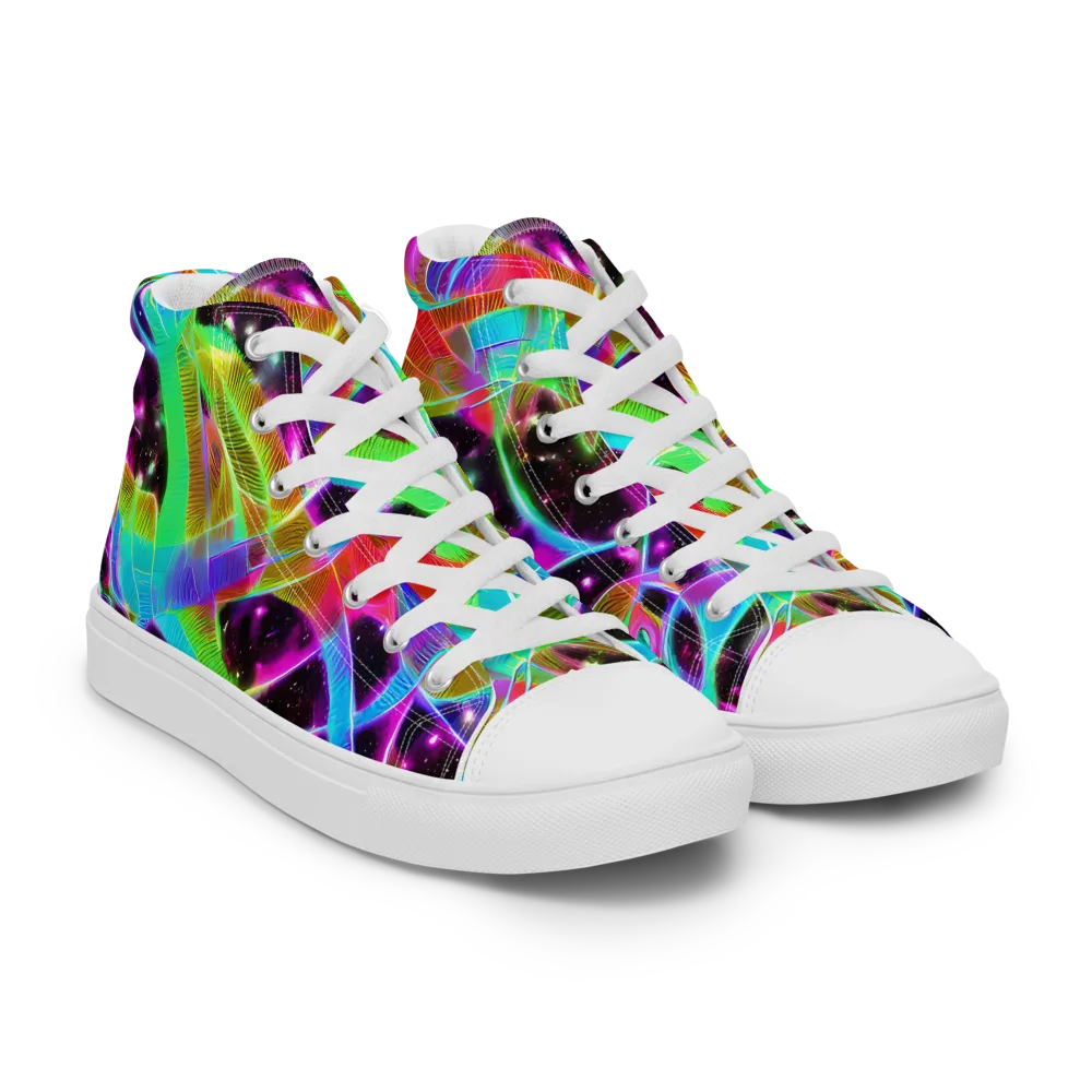 Stellar Jungle on Women's High Top Canvas Shoes — Right Front