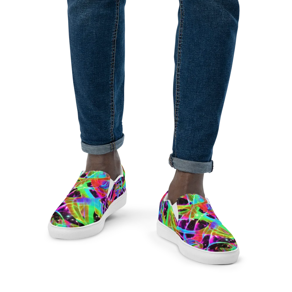 Stellar Jungle on Men's Slip-On Canvas Shoes — Front
