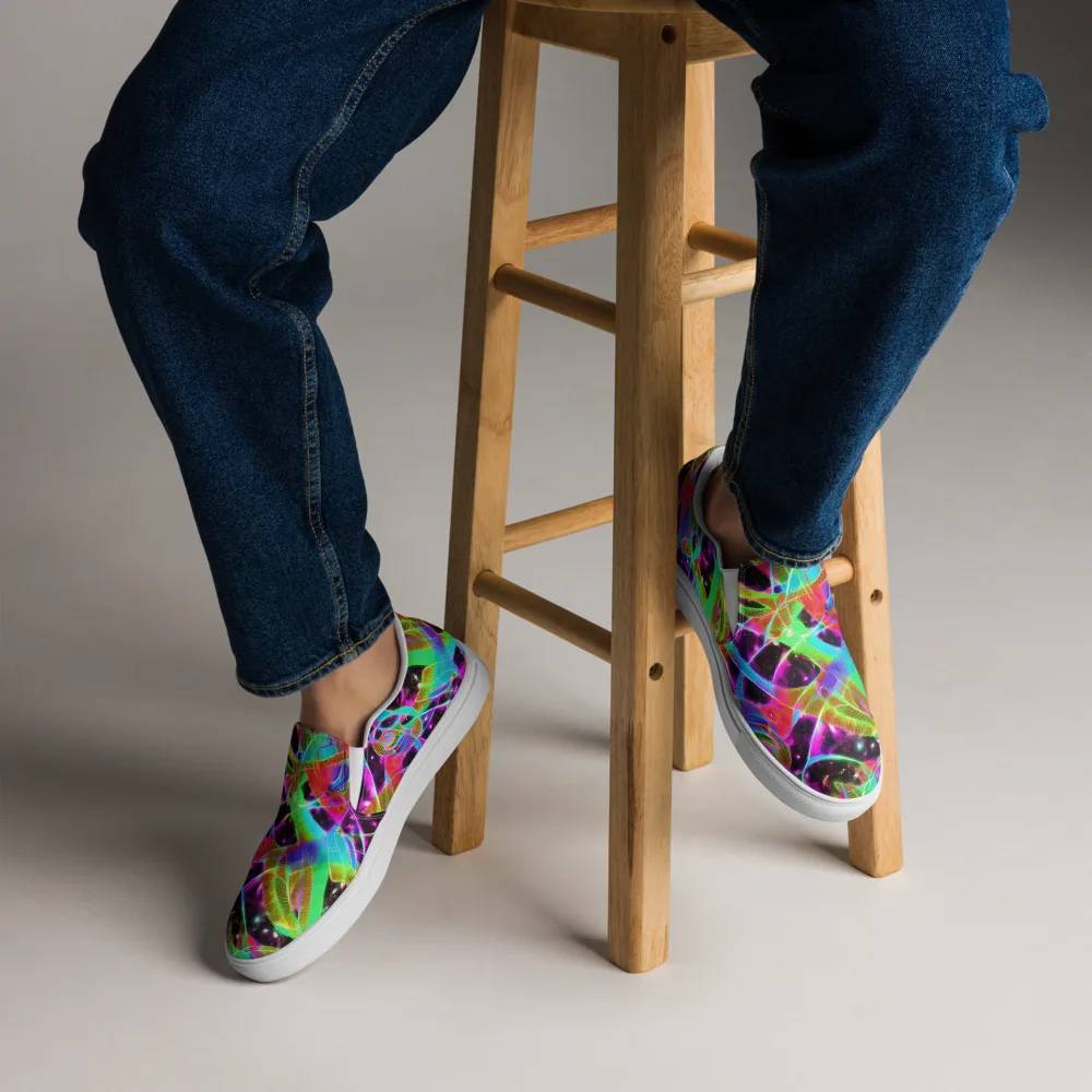 Stellar Jungle on Men's Slip-On Canvas Shoes — Front