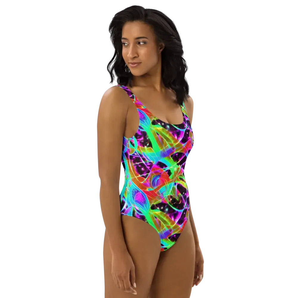Stellar Jungle on One-Piece Swimsuit — Right