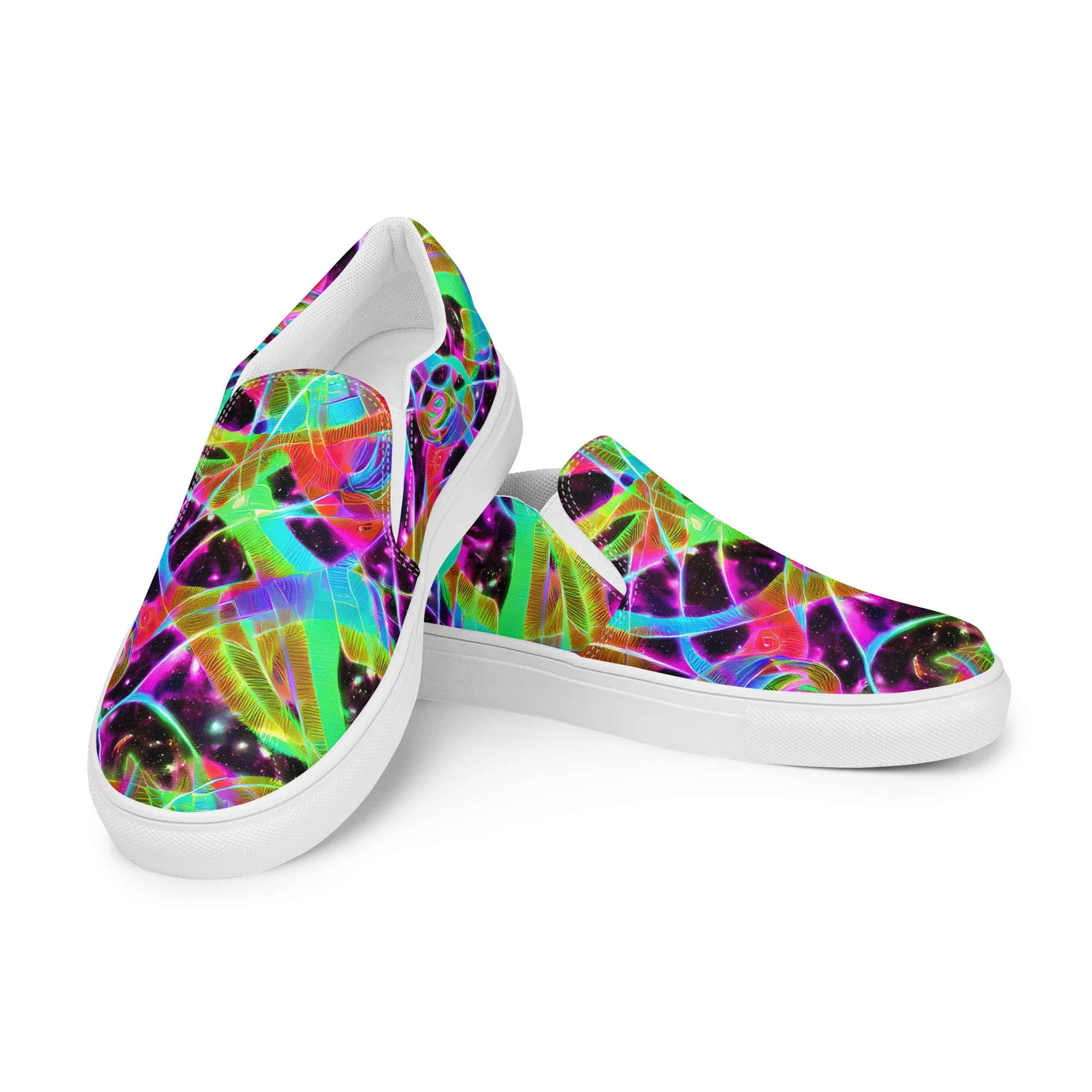 Stellar Jungle on Women's Slip-On Canvas Shoes — Left Front