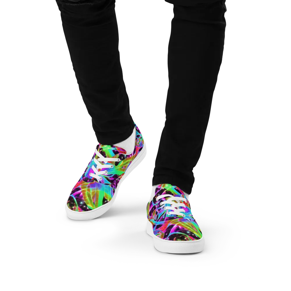 Stellar Jungle on Men's Lace-Up Canvas Shoes — Front