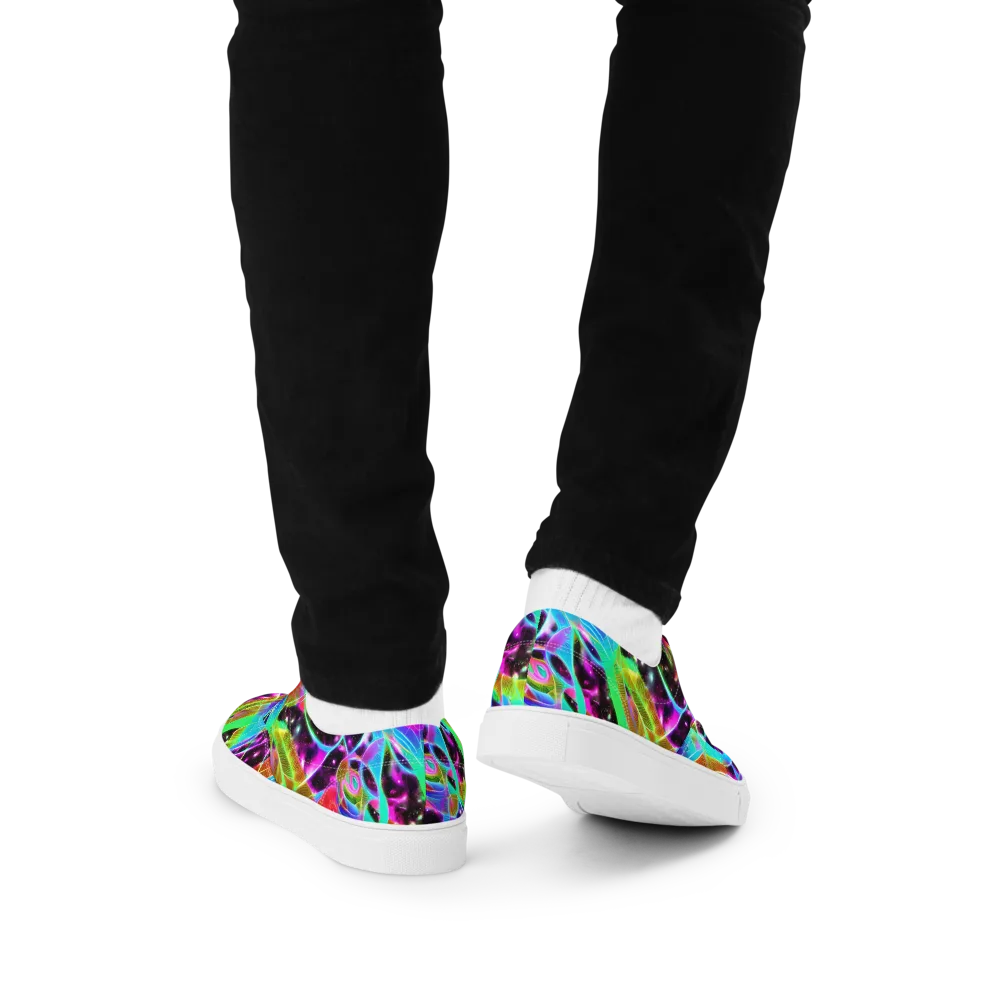 Stellar Jungle on Men's Lace-Up Canvas Shoes — Back