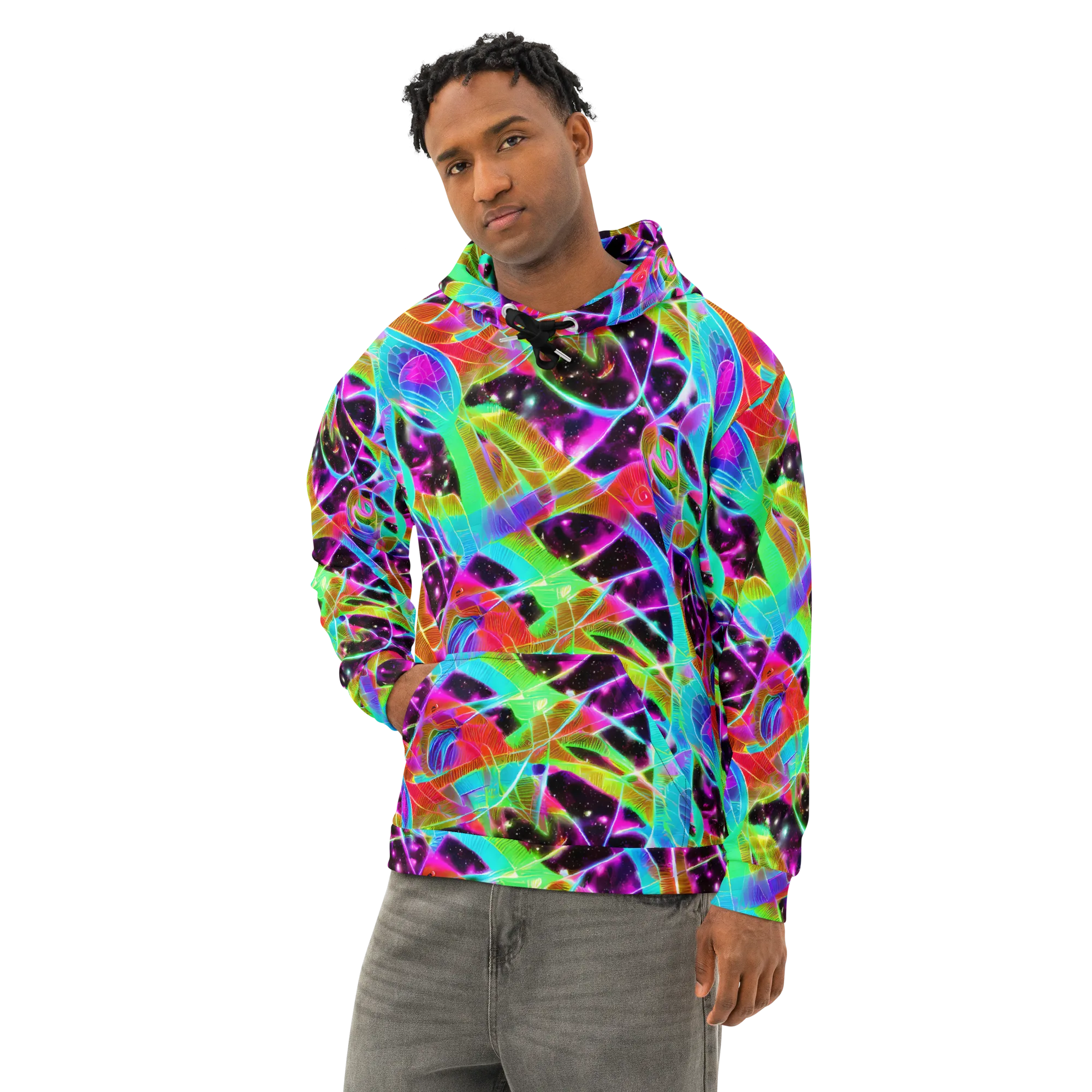 Stellar Jungle on Cotton Hoodie — Left Front