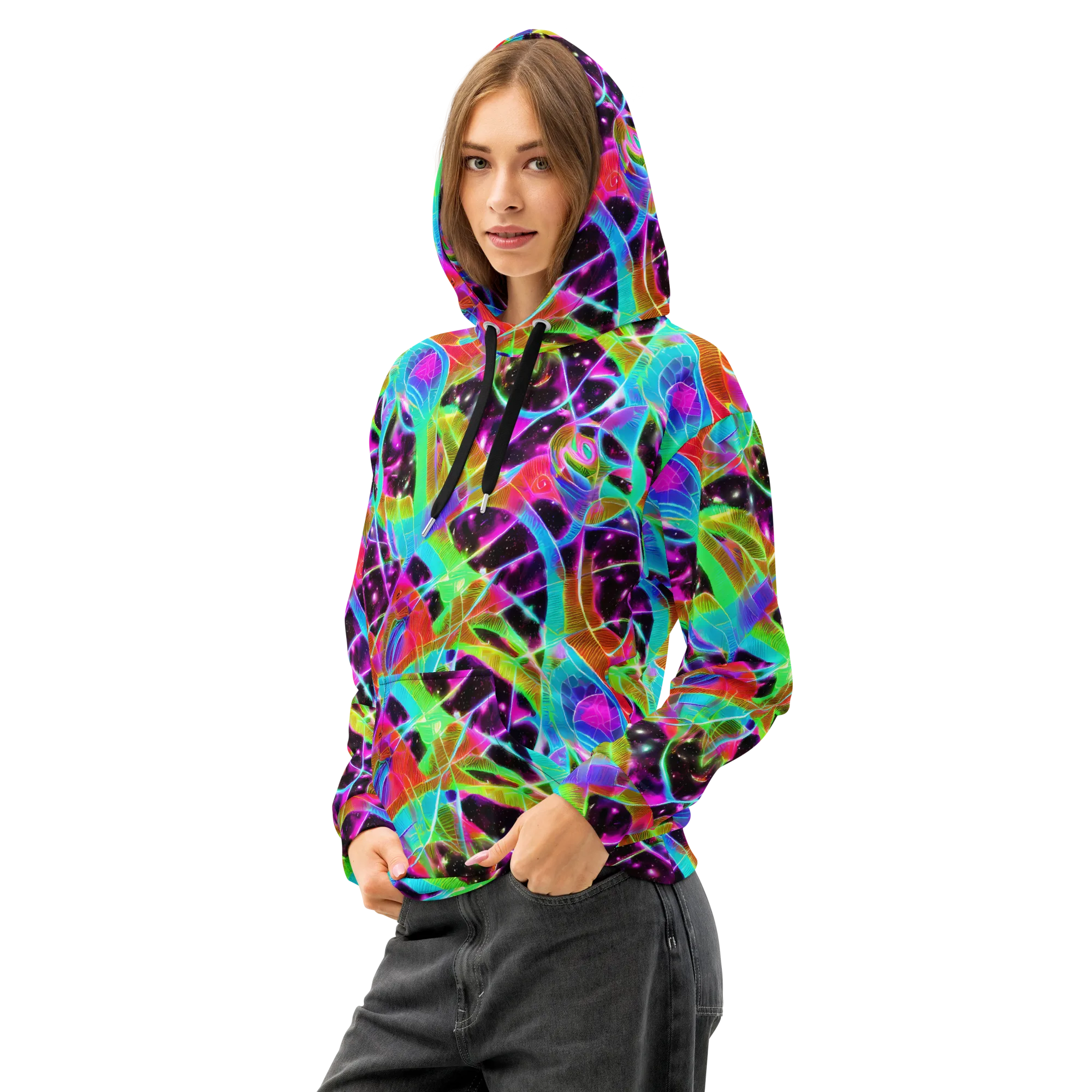 Stellar Jungle on Cotton Hoodie — Left Front