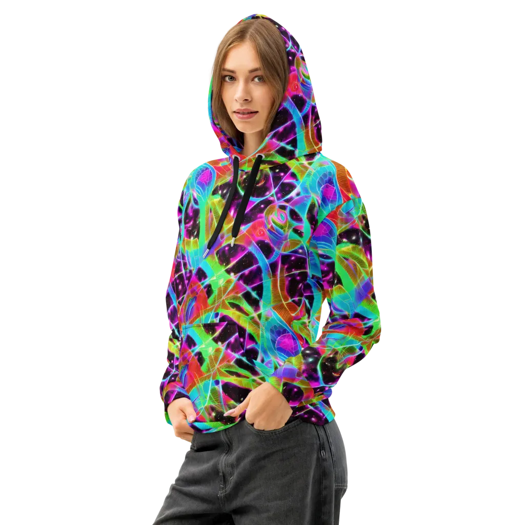 Stellar Jungle on Cotton Hoodie — Left Front
