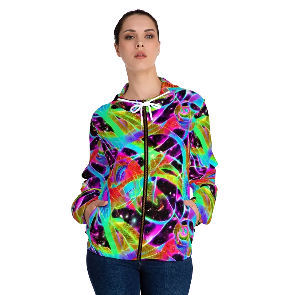 Stellar Jungle on Women's Full-Zip Hoodie — Front On Person