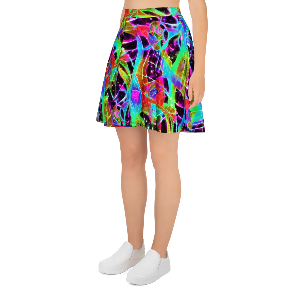 Stellar Jungle on Skater Skirt — Left