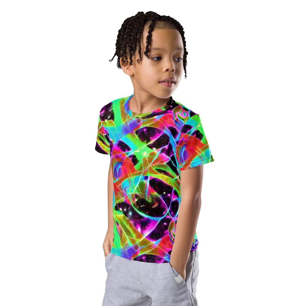 Stellar Jungle on Kids Crew Neck T-Shirt — Left Front