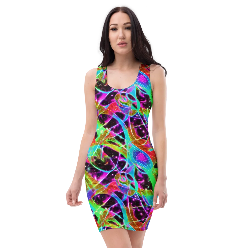 Stellar Jungle on Bodycon Dress — Front