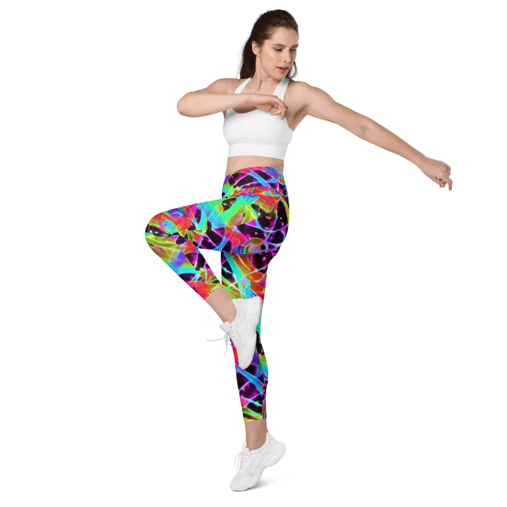 Stellar Jungle on Leggings with Pockets — Left Front