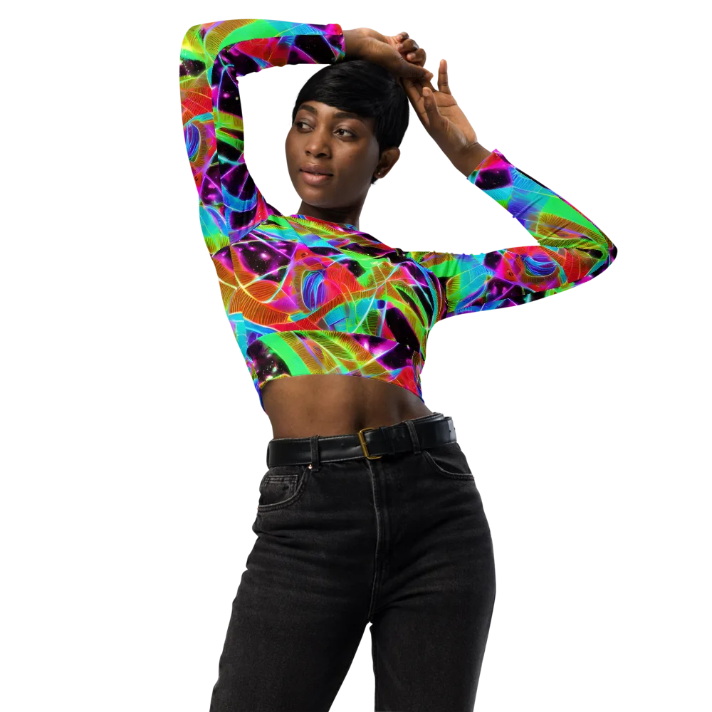 Stellar Jungle on Long Sleeve Crop Top — Front