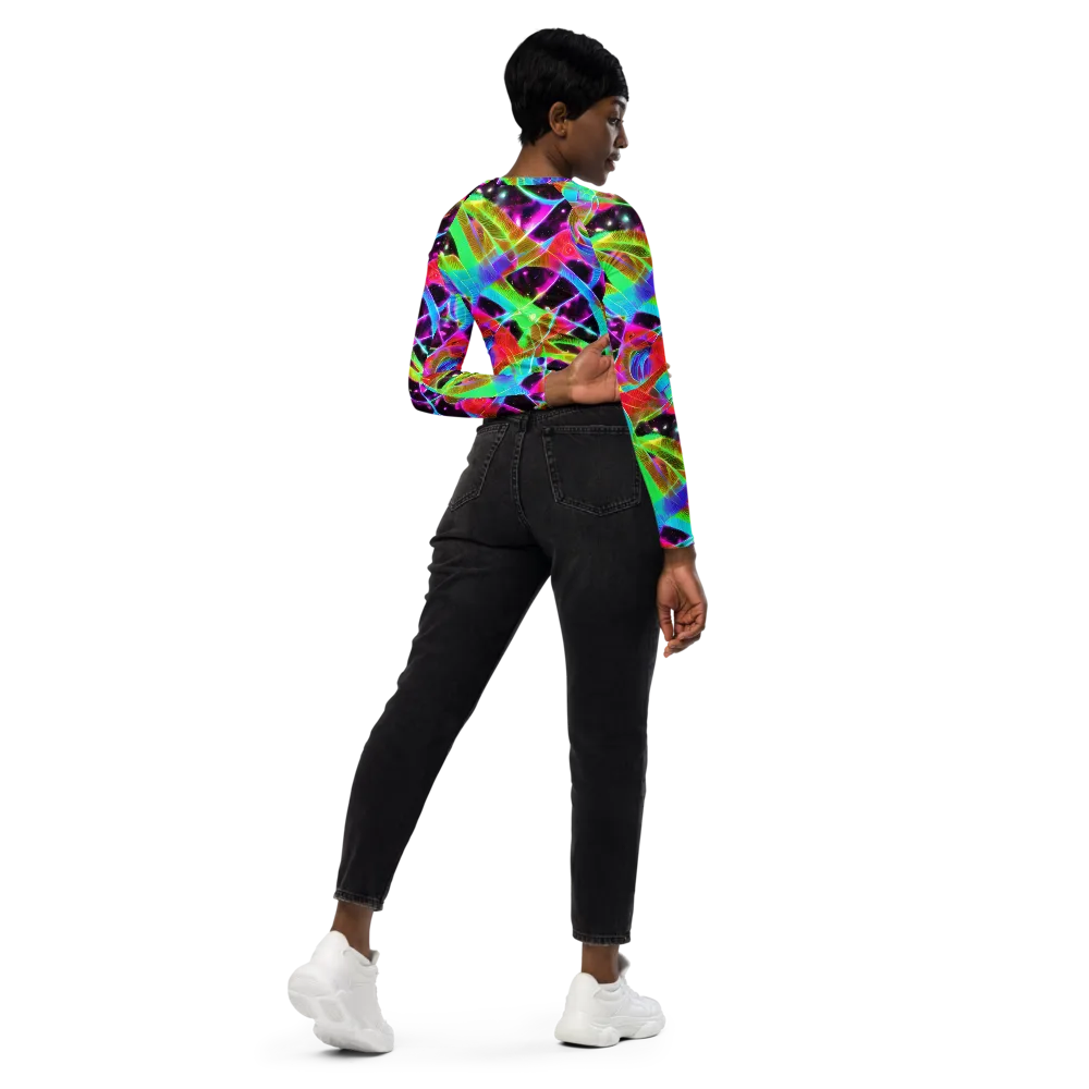 Stellar Jungle on Long Sleeve Crop Top — Right Back