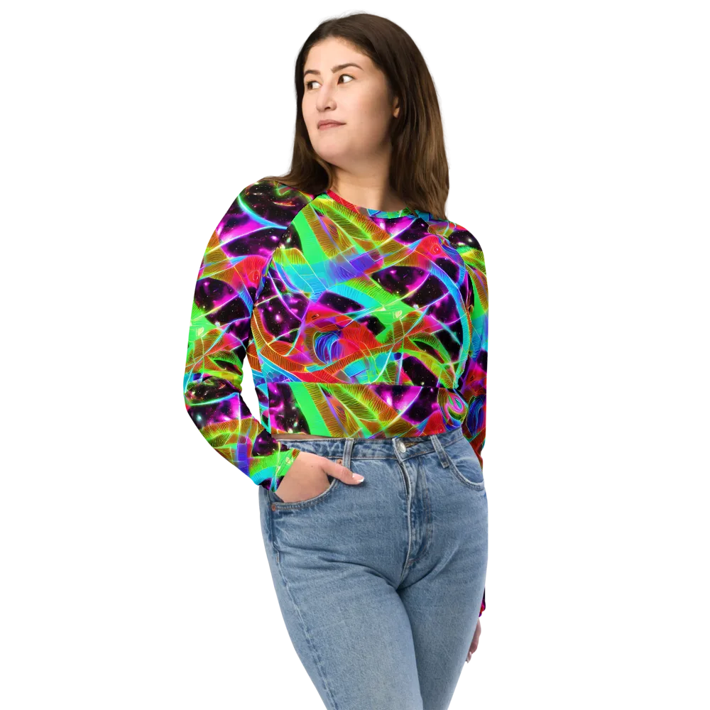 Stellar Jungle on Long Sleeve Crop Top — Front