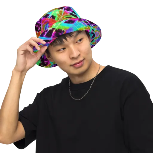 Stellar Jungle on a Reversible Bucket Hat