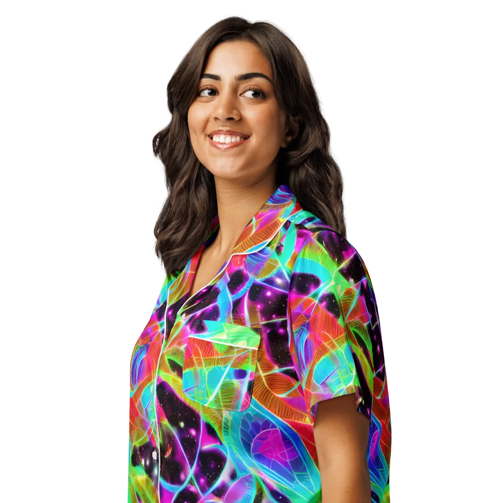 Stellar Jungle on Women's Short Sleeve Pajama Top — Left Front