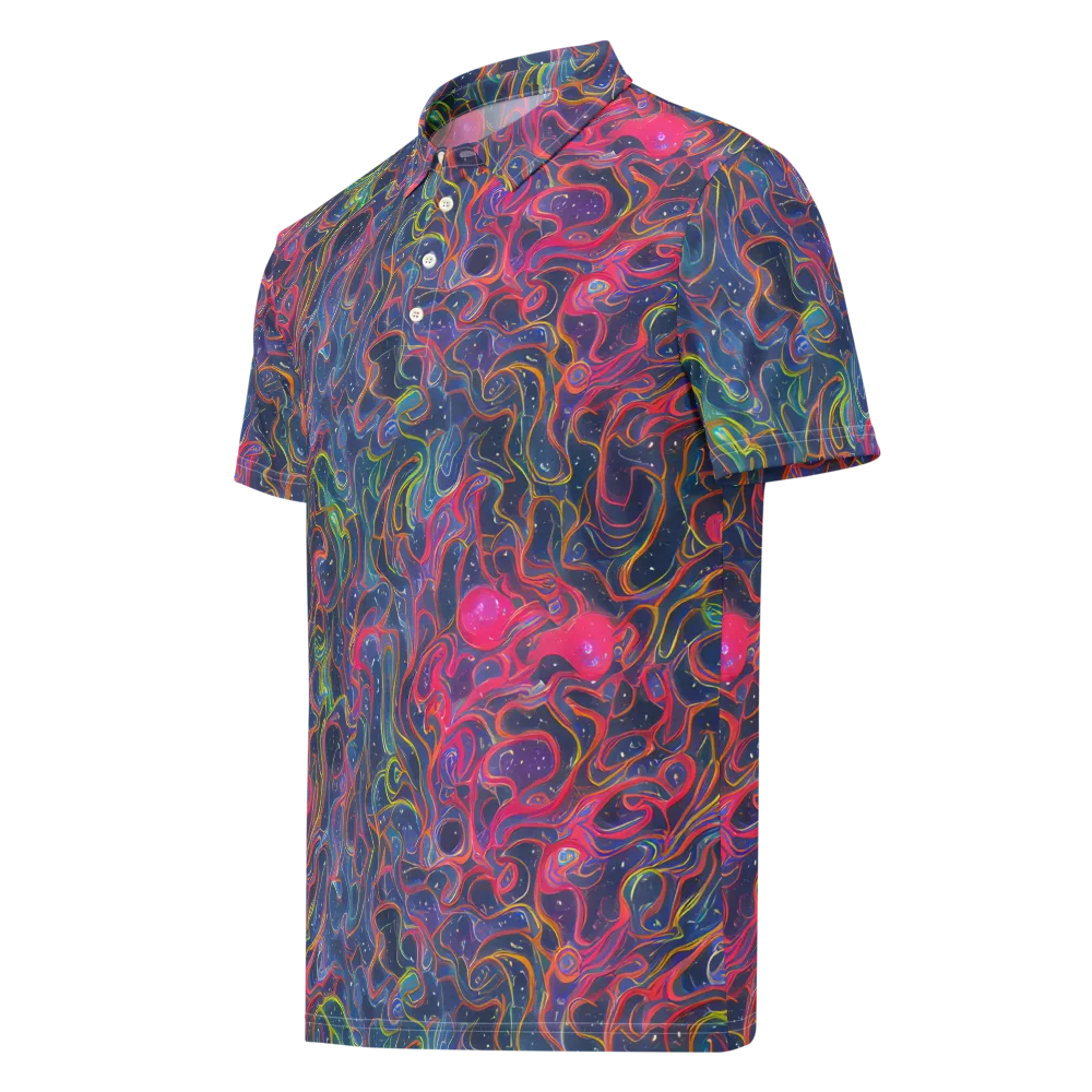 Celestial Koi on Men's Slim Fit Polo Shirt — Left Front
