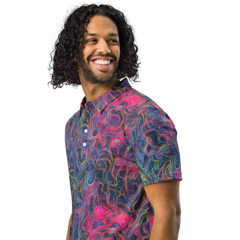 Celestial Koi on Men's Slim Fit Polo Shirt — Left Front