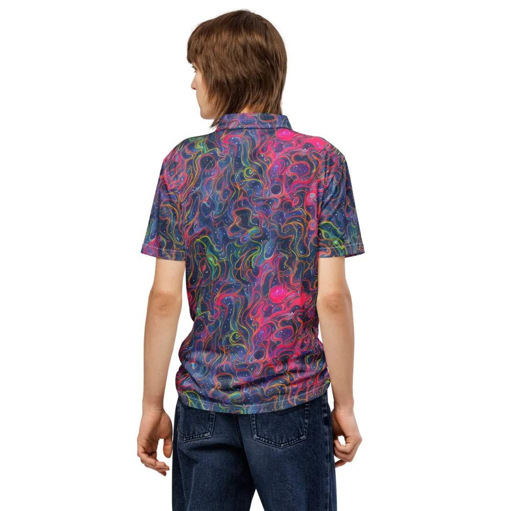 Celestial Koi on Men's Slim Fit Polo Shirt — Back