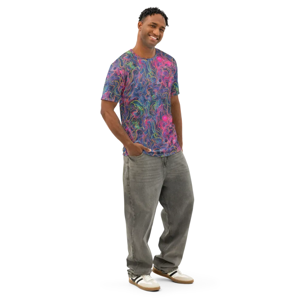 Celestial Koi on Men's Cotton Crew Neck T-Shirt — Right Front