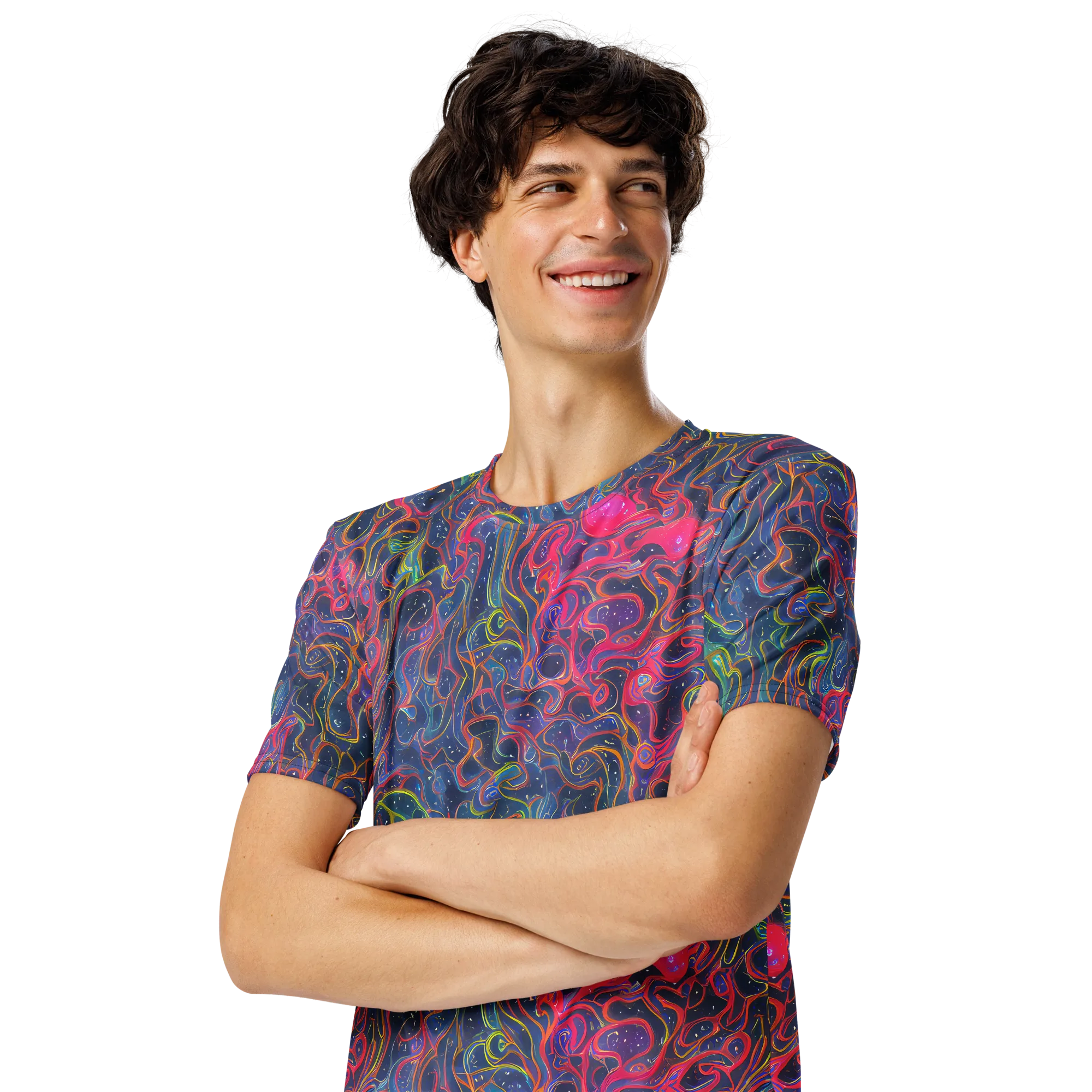 Celestial Koi on Men's Crew Neck T-Shirt — Left Front