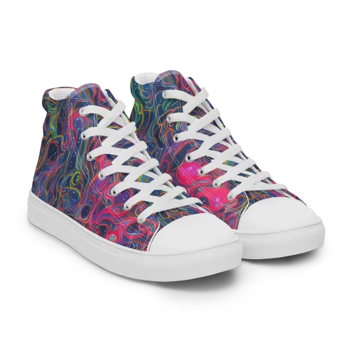 Celestial Koi on a Men's High Top Canvas Shoes