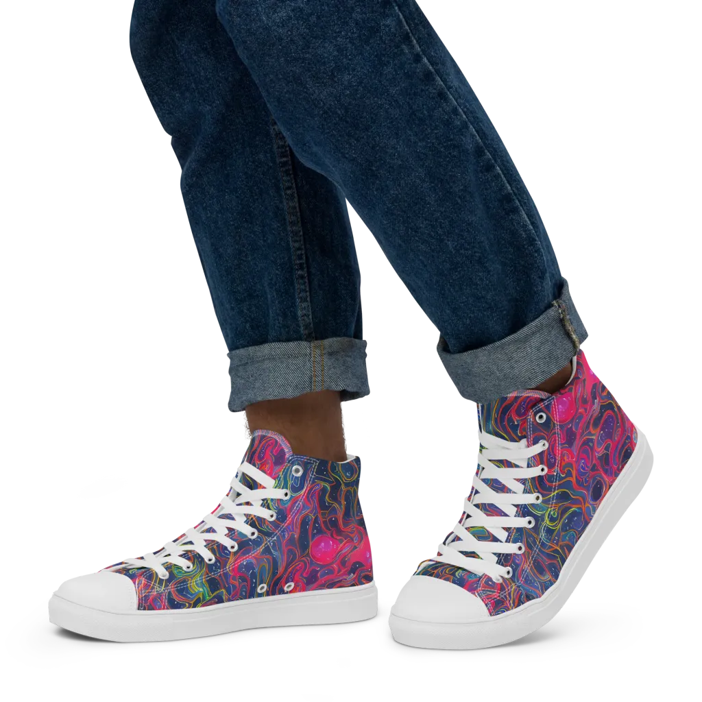 Celestial Koi on Men's High Top Canvas Shoes — Left