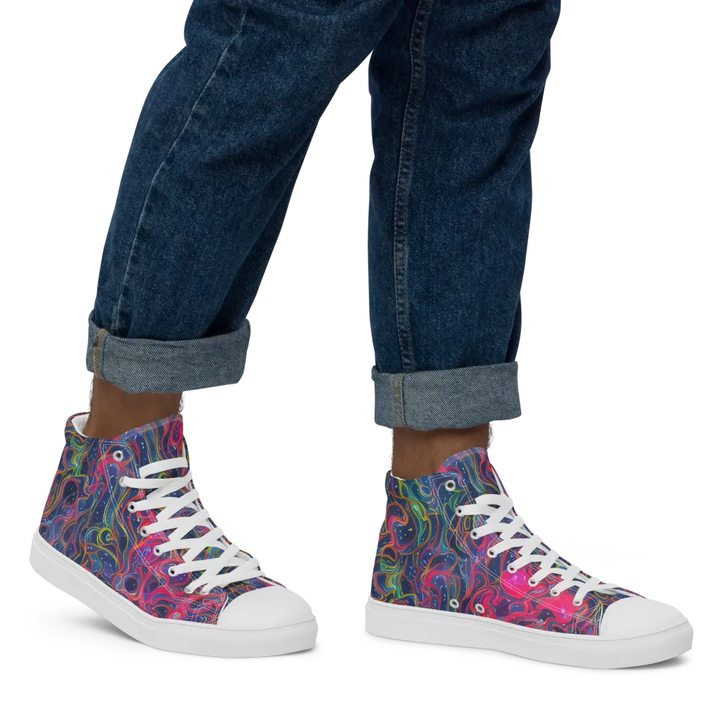 Celestial Koi on Men's High Top Canvas Shoes — Right