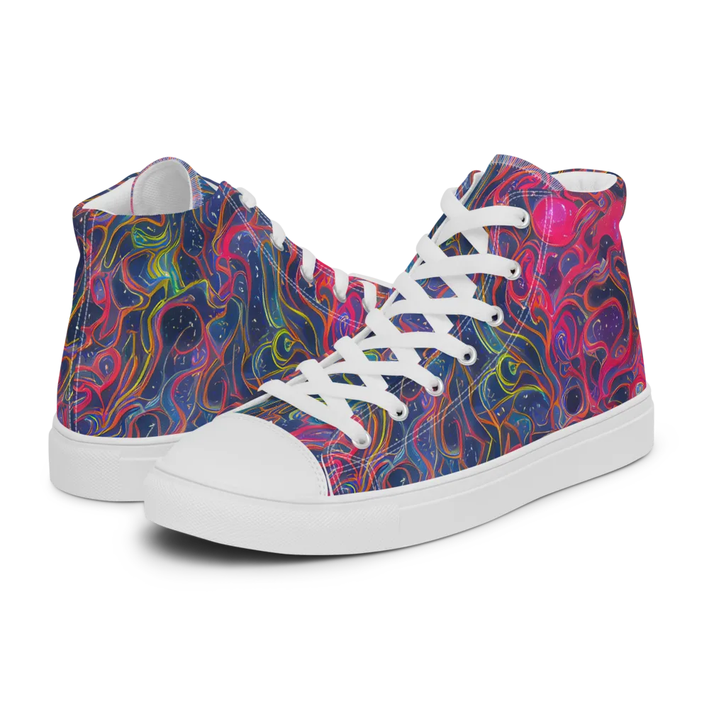 Celestial Koi on Women's High Top Canvas Shoes — Left
