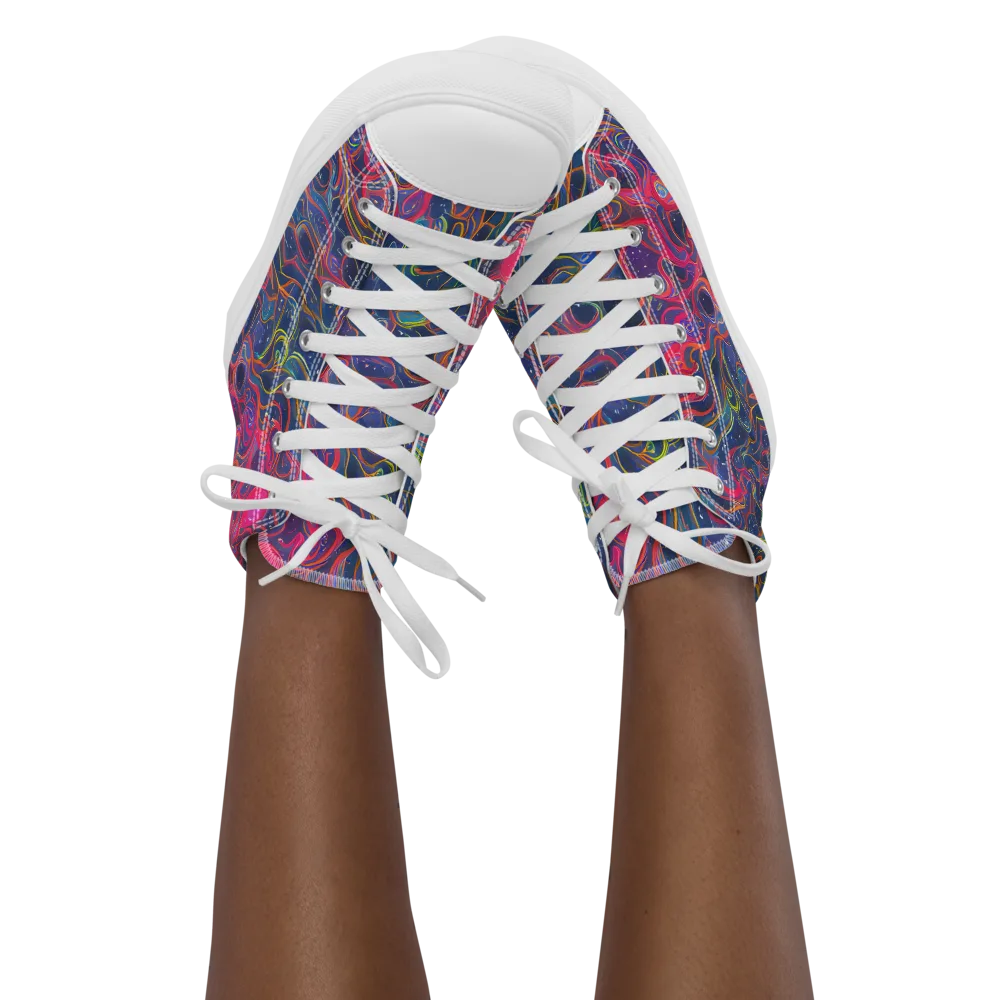 Celestial Koi on Women's High Top Canvas Shoes — Front