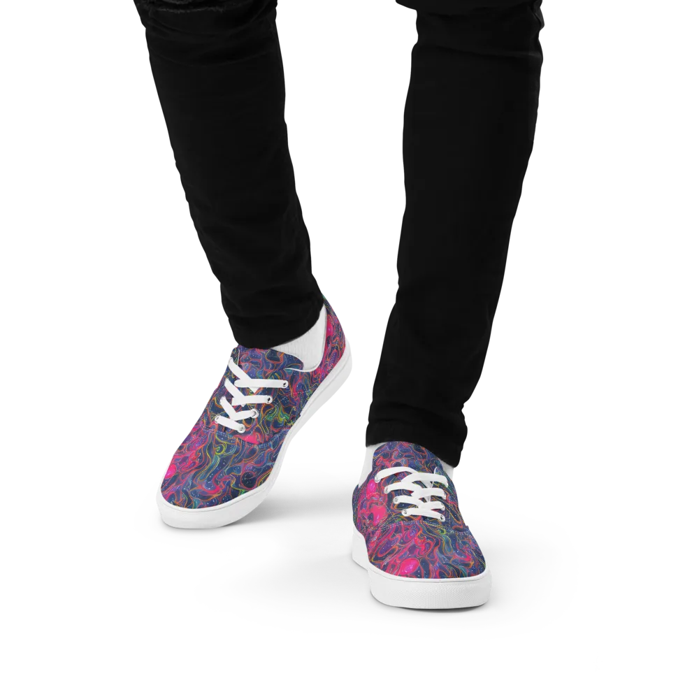 Celestial Koi on Men's Lace-Up Canvas Shoes — Front
