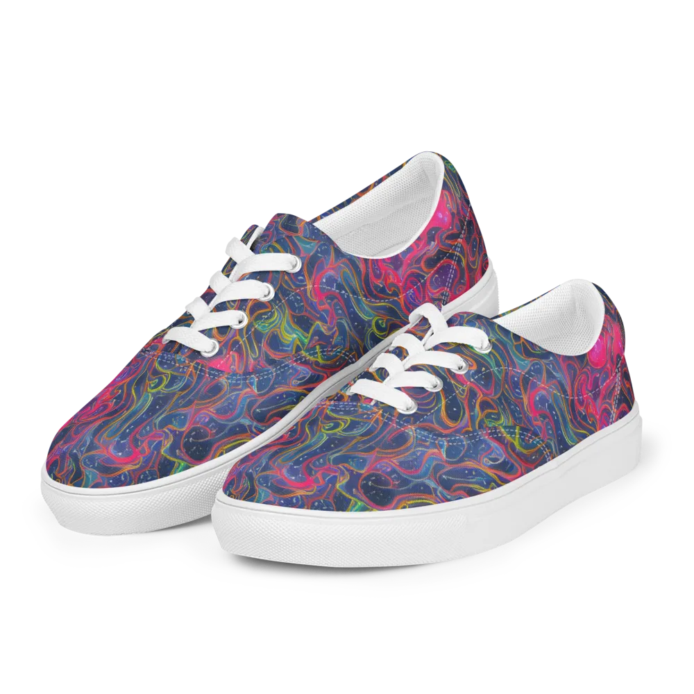 Celestial Koi on Men's Lace-Up Canvas Shoes — Left Front
