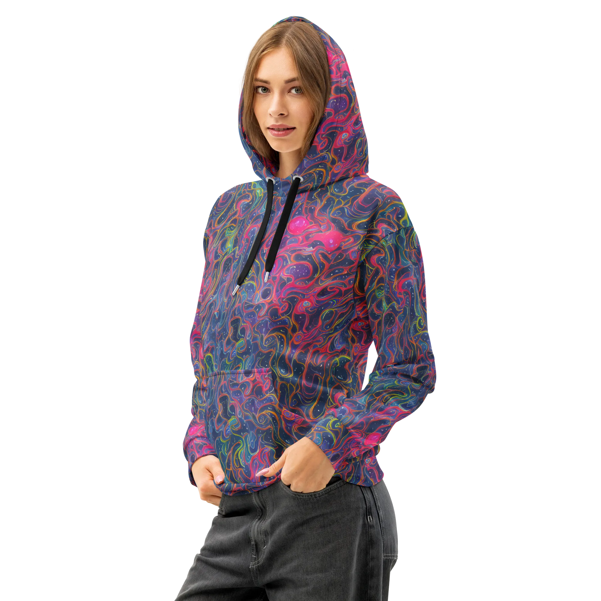 Celestial Koi on Cotton Hoodie — Left Front
