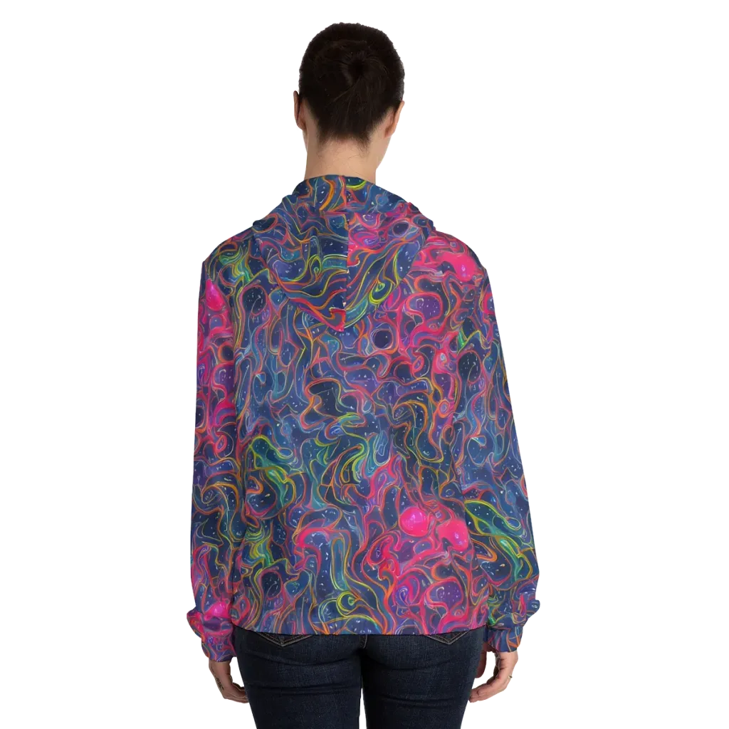 Celestial Koi on Women's Full-Zip Hoodie — Back On Person