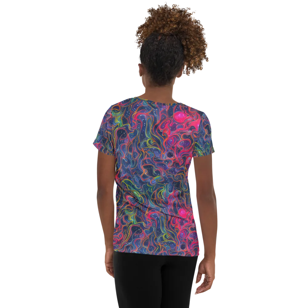 Celestial Koi on Women's Athletic T-Shirt — Back