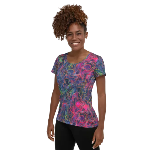 Celestial Koi on a Women's Athletic T-Shirt