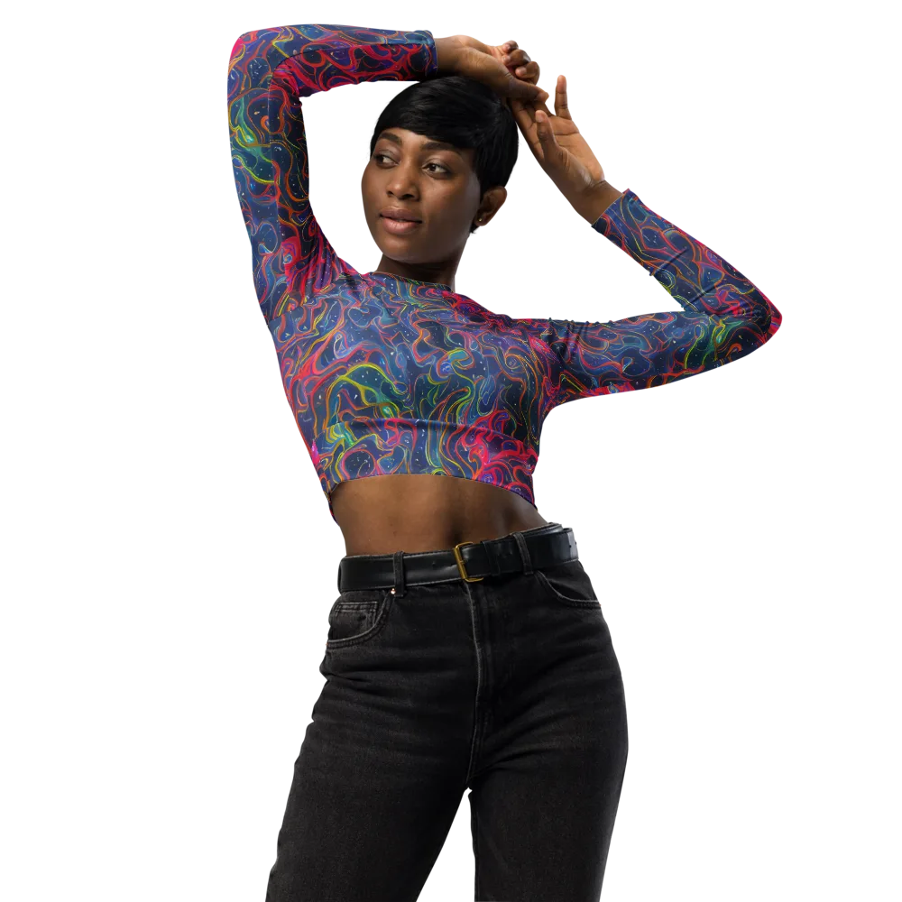 Celestial Koi on Long Sleeve Crop Top — Front