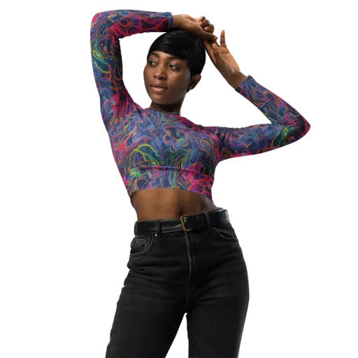 Celestial Koi on a Long Sleeve Crop Top