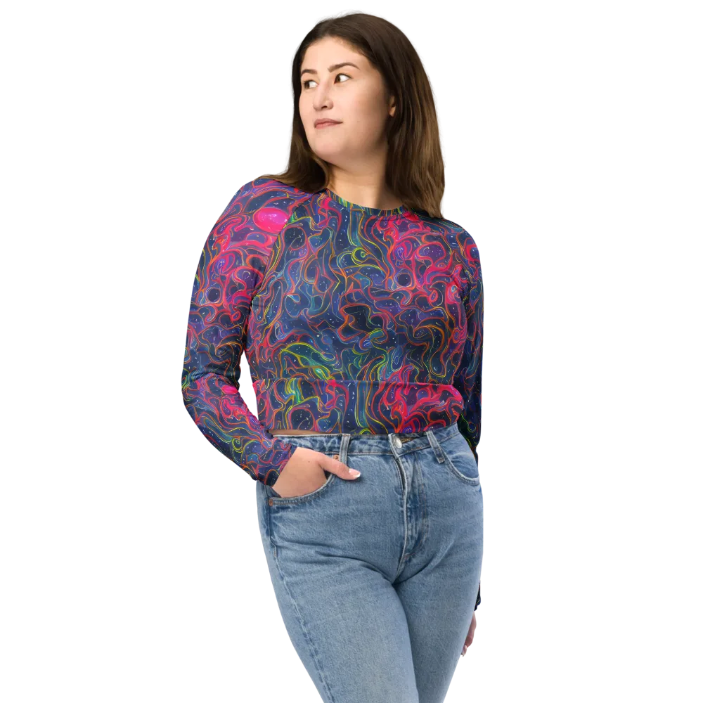 Celestial Koi on Long Sleeve Crop Top — Front