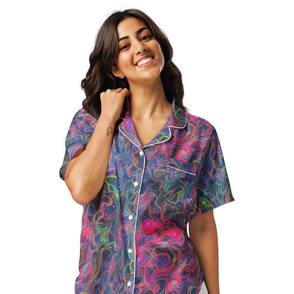 Celestial Koi on Women's Short Sleeve Pajama Top — Front