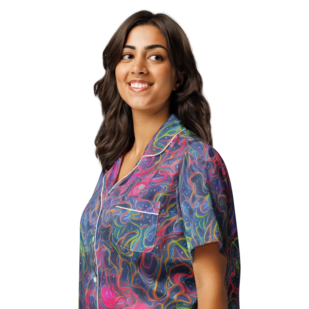 Celestial Koi on Women's Short Sleeve Pajama Top — Left Front